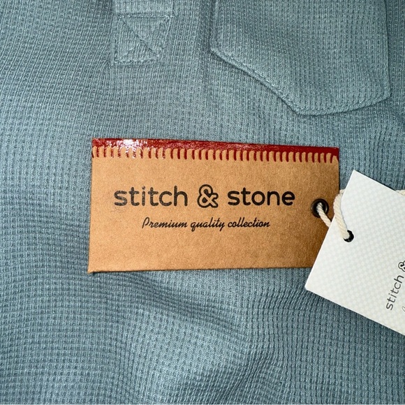 Stitch & Stone Boys Blue Thermal Hooded Shirt New! - Picture 4 of 4